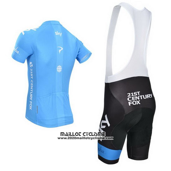 2014 Maillot Ciclismo Sky Azur et Blanc Manches Courtes et Cuissard